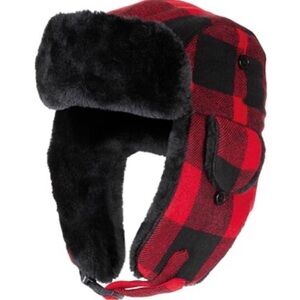 Red and Black Plaid Trapper Hat